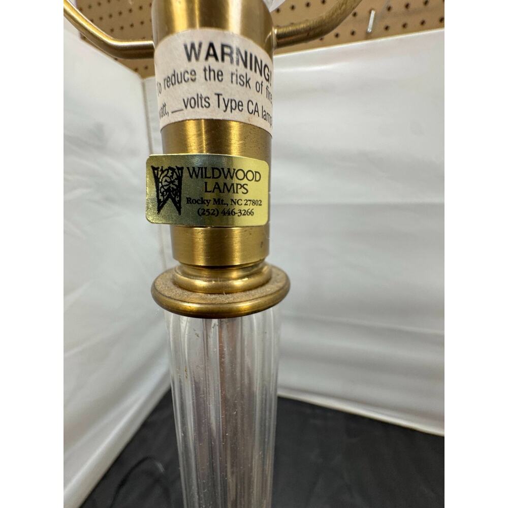 Vintage Wildwood Table Lamp Fluted Glass Column Brass Mid Century Modern MCM 22" - Picture 7 of 15